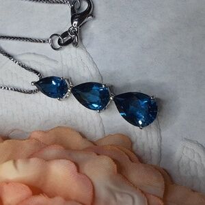 925 Genuine London Blue Topaz Pendant.
